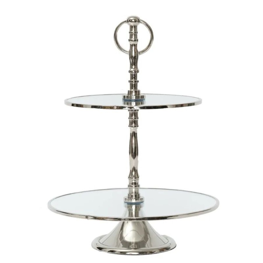 Tafelen Gulcan Home | Karaca Home Line Etagere 2-Laags | Zilver | 25 Cm