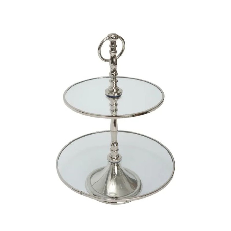 Tafelen Gulcan Home | Karaca Home Line Etagere 2-Laags | Zilver | 25 Cm