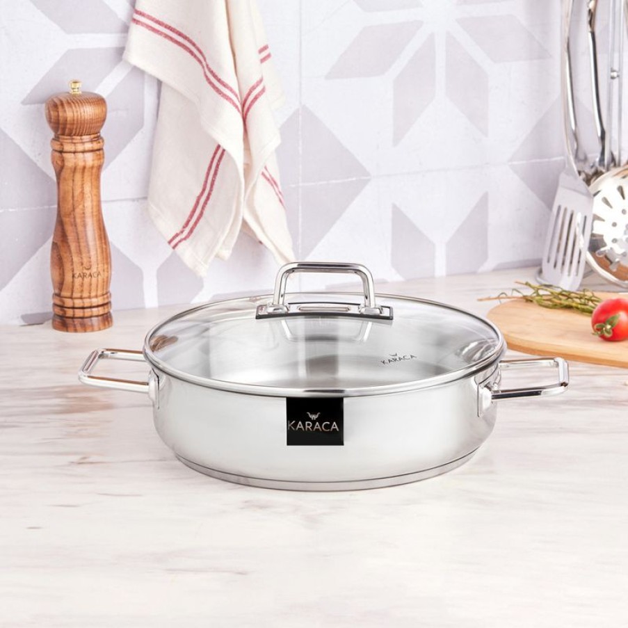 Keuken Gulcan Home | Karaca Galaxy Steel Lage Pan 26 Cm 3.4 Lt