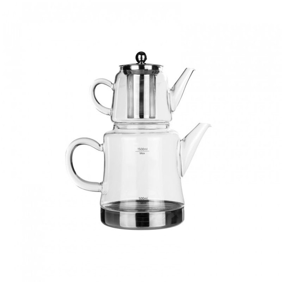 Keuken Gulcan Home | Karaca Dora Midi Glazen Theepot 0,45 + 1,8 L