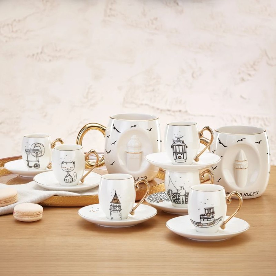 Tafelen Gulcan Home | Karaca Galata 12-Delige Mokka/Espresso Kopjes Set