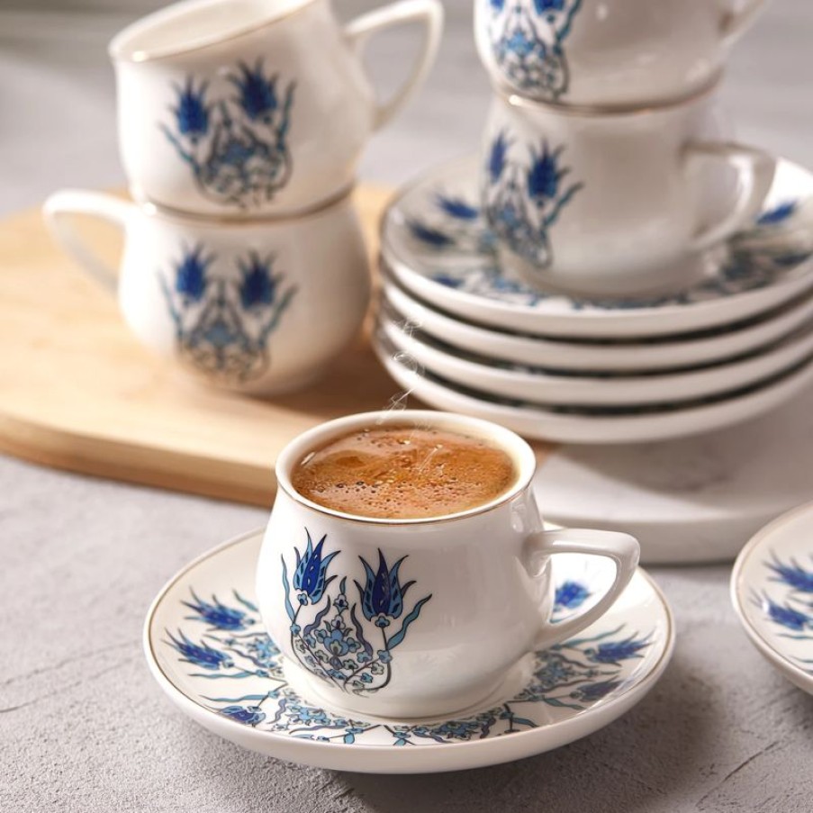 Tafelen Gulcan Home | Karaca Iznik Nieuwe Vorm Set Van 6 Koffiekopjes 90 Ml