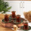 Tafelen Gulcan Home | Karaca Retro Theeglazen Set Voor 6 Personen | Groen