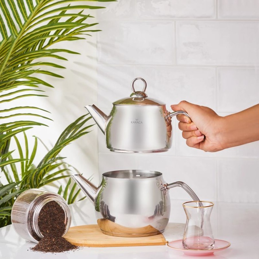 Keuken Gulcan Home | Karaca Belinay Midi Metalen Theepot Set (1,0L+1,6L)