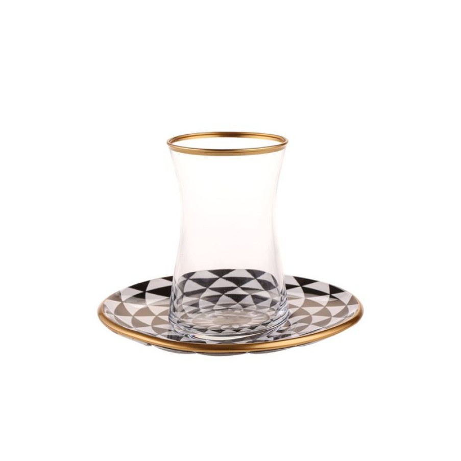 Tafelen Gulcan Home | Karaca Black Gold 6-Persoons 12-Delige Theeglazen Set