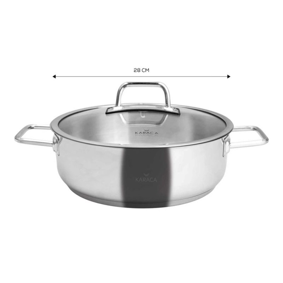 Keuken Gulcan Home | Karaca Galaxy Steel Lage Pan 28 Cm 4.5 Lt