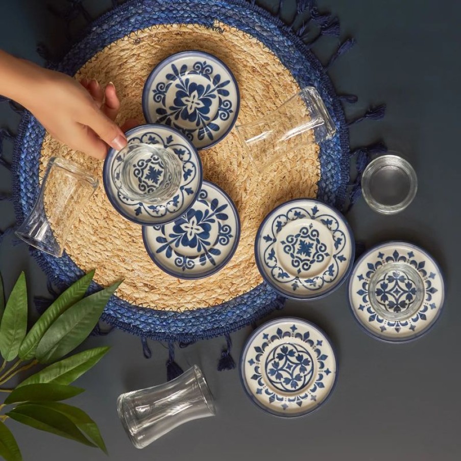 Tafelen Gulcan Home | Karaca Zeher Blauw 12-Delig Theeglazen Set Voor 6 Personen