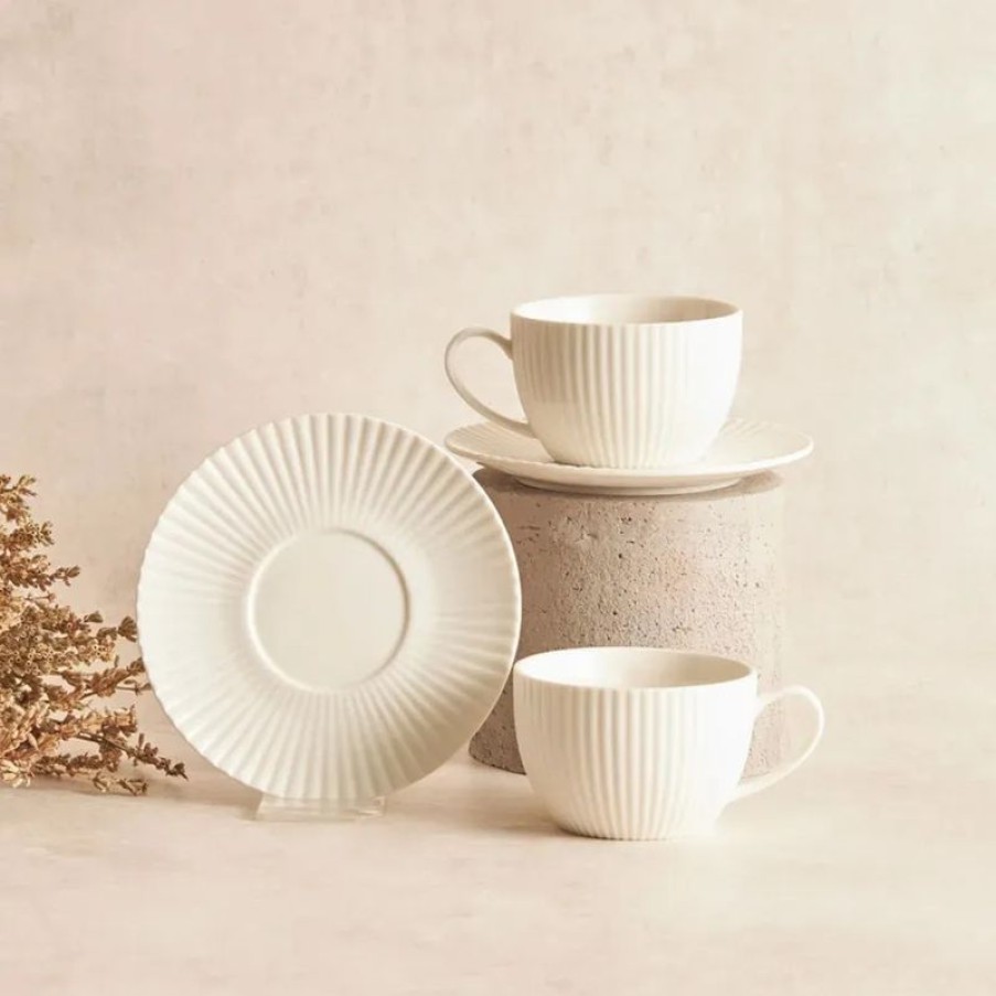 Tafelen Gulcan Home | Karaca Seashell 12-Delige Theekopjes Set Incl. Schotels