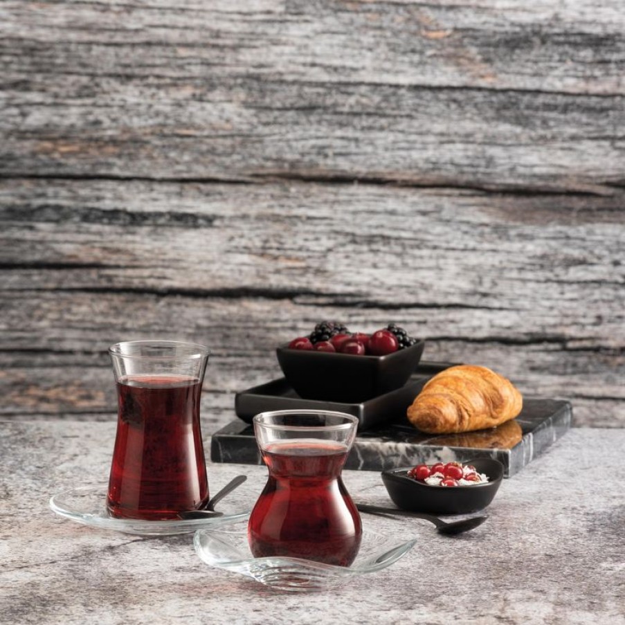 Tafelen Gulcan Home | Pasabahce Dantel 12-Delige Theeglazen Set Met Onderzetters