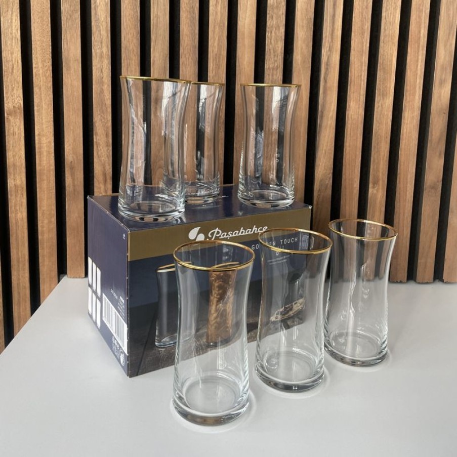 Tafelen Gulcan Home | Pasabahce Heybeli Golden Touch Glazen | 6 Stuks | 345 Ml