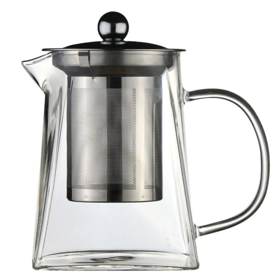 Keuken Gulcan Home | Borosilicaat Glazen Theepot Met Rvs Filter Vierkant | 950 Ml