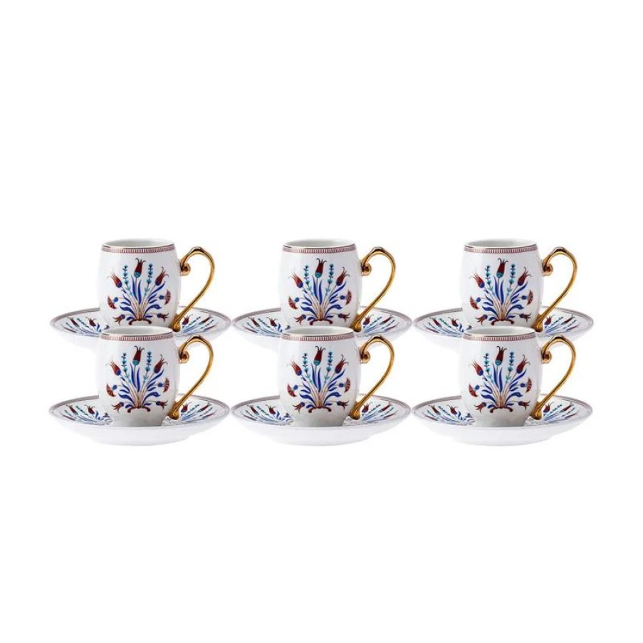 Tafelen Gulcan Home | Karaca Finike 12-Delig Koffiekopjes Set Voor 6 Personen | 90 Ml